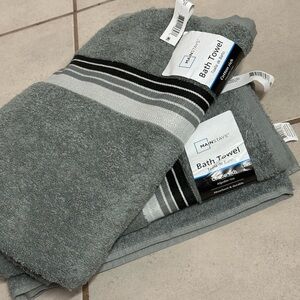 Mainstays‎ Gray 2 Bath Towels cotton rich